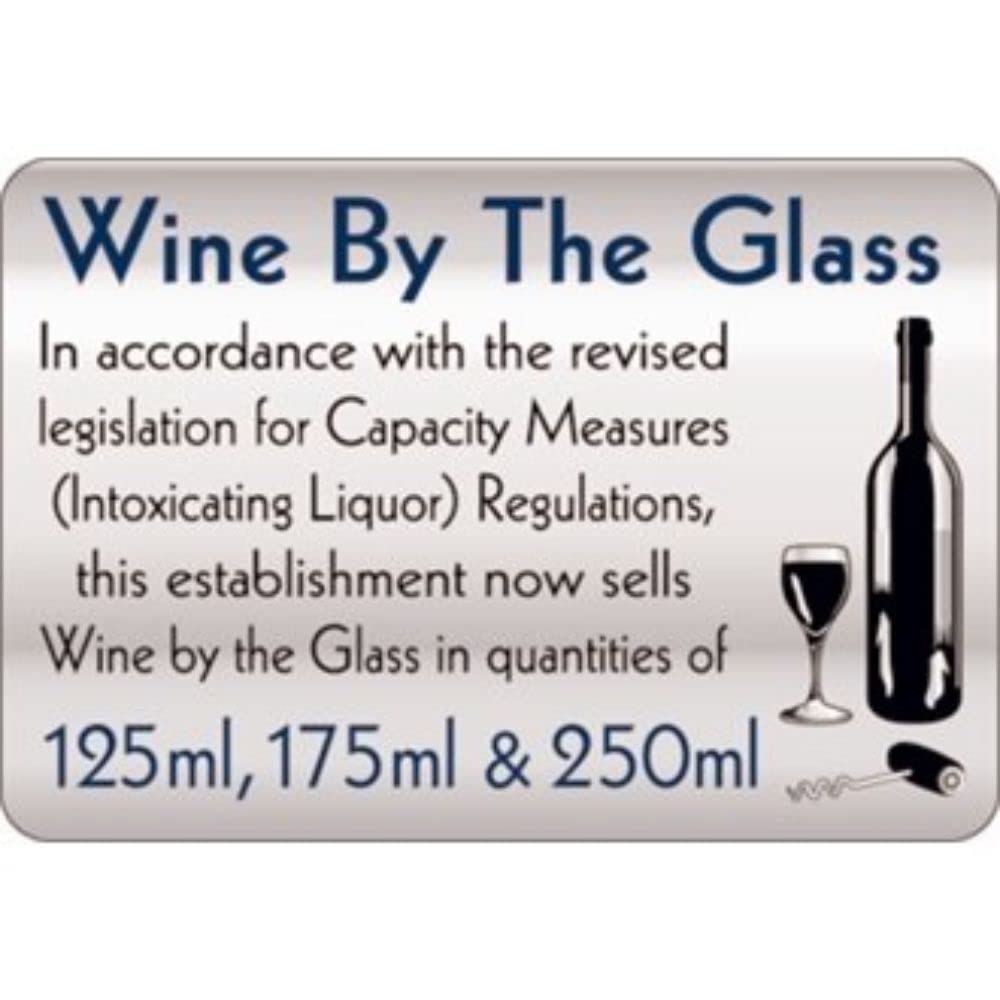 Stalwart W327 "Wine By The Glass 175 & 250 mL" Sign, 140 mm x 200 mm