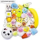 Squishies Toy Kawaii Squishy 20 Pcs Set Scented Slow Rising Party Gift EDC Stress Reliever Random Jumbo Medium Mini With Phone Straps Cake/Panda/Bread/Buns/Donuts For Adults and Kids Prime By Ombrace