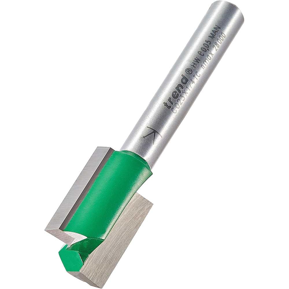 Trend CraftPro Straight Two Flute Router Cutter, 1/4 Inch Shank, 14.3mm Cut Diameter & 19.1mm Cut Length, Tungsten Carbide Tipped, C023X1/4TC