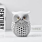 LINZHEN Mesmerizing White Owl Ornament: Resin Statue for Elegant Home and Office Decor - Perfect for TV Cabinet, Porch, Bookshelf, Living Room, and Entryway - Ideal Tabletop Accent for Christmas