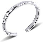 Desnuage Hammered Adjustable Ring for Women - Sterling Silver Open Statement Ring, Stackable Fashion Jewelry with Textured Pattern, Unique Hammered Design