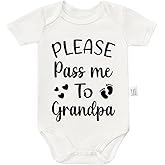 TENUB Please Pass Me to Grandpa Bodysuits, First Time Grandpa Gifts Baby Items Cute Baby Newborn Cotton Bodysuit 0-24 Months