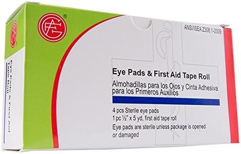 Genuine First Aid 4 Eye Pads, 1/2x5yd. Tape, Box