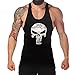 Chen Mens Skull Print Stringer Bodybuilding Gym Tank Tops Workout Fitness Vest (US L, Black)