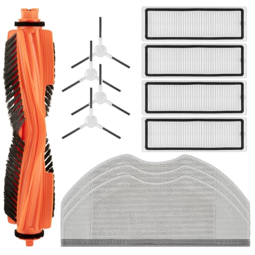 (12pcs) S40C Replacement Compatible with Xiaomi S40C Robot Vacuum Cleaner, 1 Roller Brush, 4 HEPA Filters, 3 Cleaning Pads, 4 Side Brushes, Accessories Set