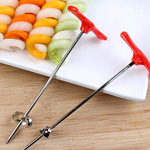 KABB Vegetables Carving Tool Potato Carrot Cucumber Salad Chopper Manual Screw Slicer Cutter Spiralizer, Red - Thumbnail 4