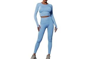 JBT Workout Set for Women Two Pieces with Long Sleeves and Long Pants, Seamless High Waist Leggings for Women
