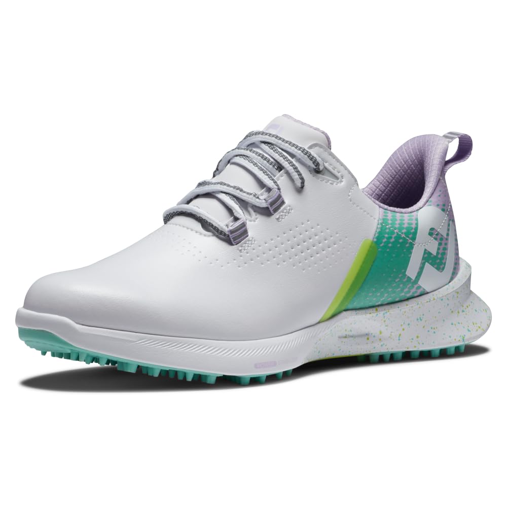 FootJoy Women's FJ Fuel Previous Season Style Golf Shoe, White/Green/Lilac, 5 Image