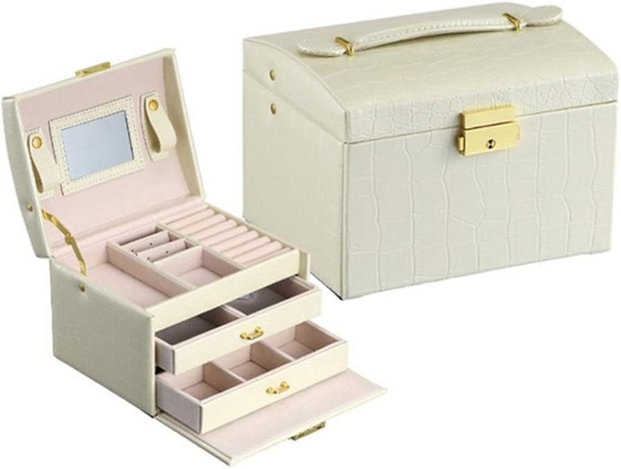 Deykhang Retro Faux Leather Jewellery Box Handmade Storage