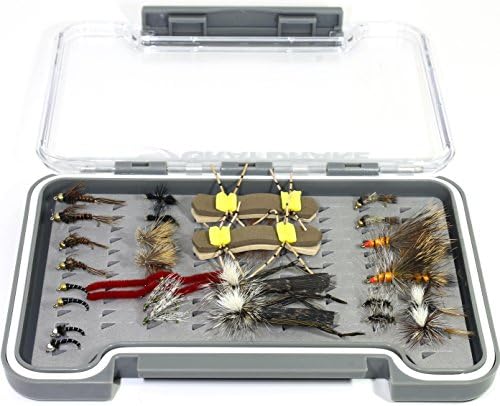 Trout Fly Assortment with Waterproof Slim Fly Box - 28 Fly Fishing Flies - Dry Flies Nymph Flies Wet Flies for Fishing