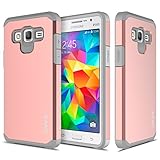 Samsung Galaxy Grand Prime Case, RANZ Grey with Rose Gold Hard Impact Dual Layer Shockproof Bumper Case For Samsung Galaxy Grand Prime G5308/ G530H