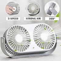 USB Desk Fan Dual Blade, 3 Speed 10" Strong Airflow Mini Table Fan, 360° Adjustable Tilt Angle for Better Cooling, Summer Personal Fan for Home Office Dorm Car etc