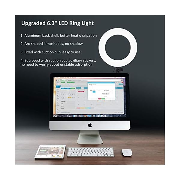YMCRLUX-Webcam-Lighting-for-Zoom-Calls-Virtual-Meeting-Video-Conferencing-USB-LED-Ring-Light-for-Laptop-Computer-Monitor-Desk-Wall-and-Mirror-with-Suction-Cup YMCRLUX Webcam Lighting for Zoom Calls, Remote Conference, Virtual Meeting, Video Conferencing, USB LED Ring Light for…
