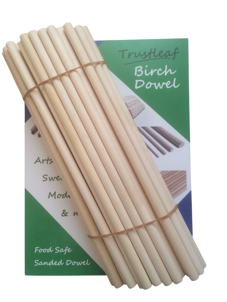 Trustleaf 10mm x 30cm Birch Hardwood Wooden Dowels (50 Dowels)