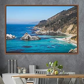 signwin Framed Canvas Wall Art Coastal Scenery Aerial...