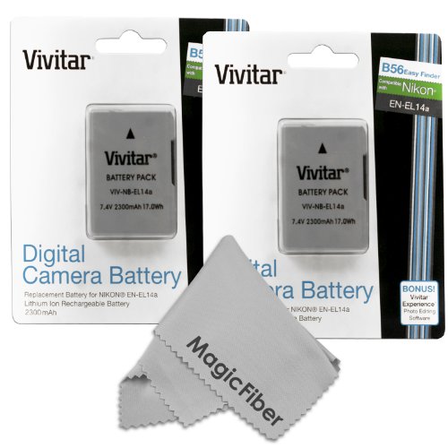 UPC 700729420508, (2 Pack) Vivitar EN-EL14 / EN-EL14a Ultra High Capacity 2300mAH Li-ion Batteries for NIKON DSLR D5500 D5300 D5200 D5100 D3300, COOLPIX P7800 P7700, Nikon DF (Nikon EN-EL14 Replacement)