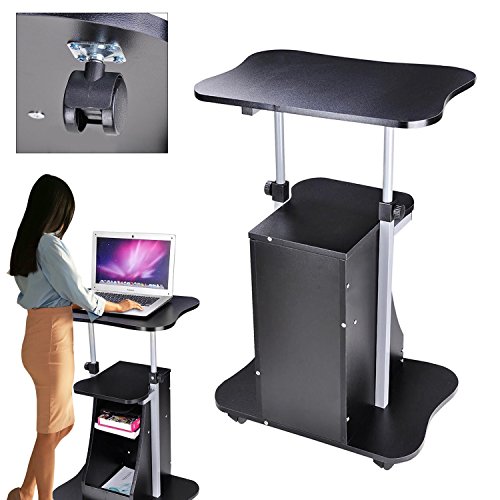 Get Koval Inc. Rolling Laptop Desk Cart Adjustable Height W Storage at Nerdy Computers, Laptops