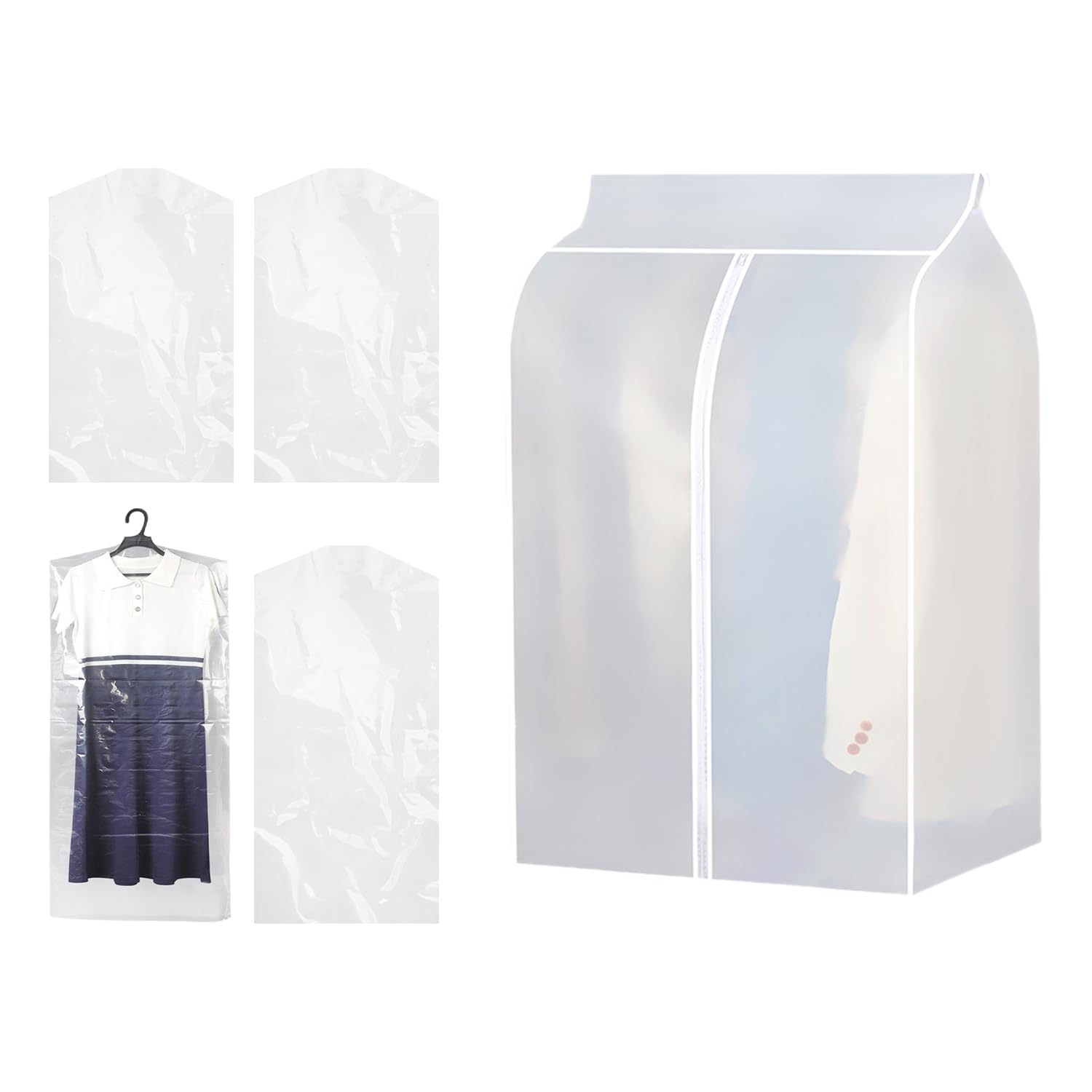 1 X Wardrobe Clothes Cover, Dustproof Clothes Cover, 4 X Transparent Clothes Dust Bags, Travel Clothes Cover, Wardrobe Clothes Cover, Wardrobe Clothes Cover