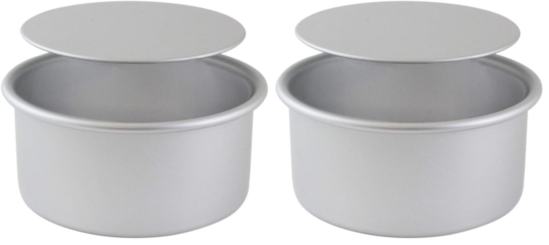 PME LBR063 Anodised Aluminium 3 inch Deep Round Cake Tin with Loose Base, 6" (152mm), Silver (Pack of 2)