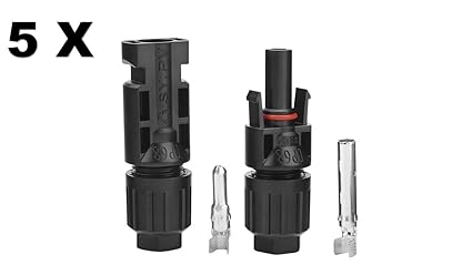 SuRCLe MC4 Connectors for Solar Panels (Black) - 5 Pairs