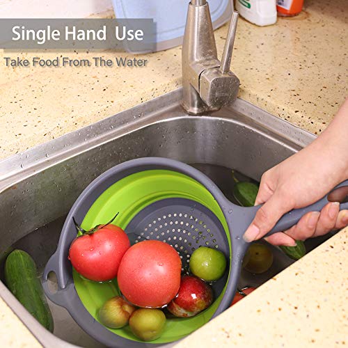 Food Strainers,Foldable Silicone Strainers,Collapsible Colanders with Handles,Kitchen Strainers Colander, 2 quart (Red)