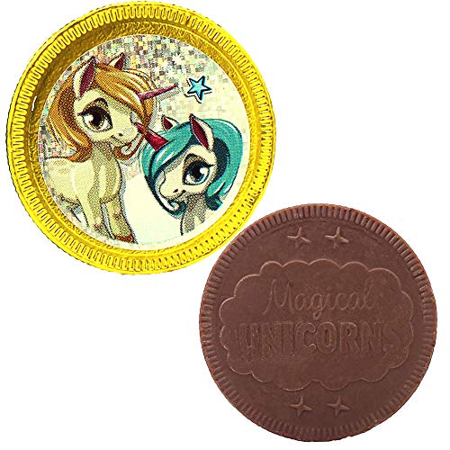 Rainbow Unicorn Chocolate Coins With Stickers, Milk Chocolate Coins in ...