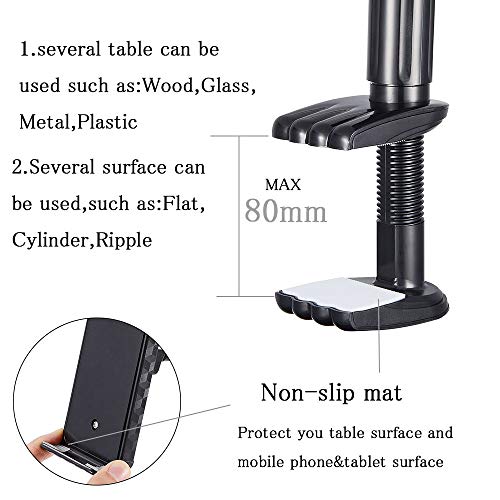 Besthoby Lazy Bracket Mobile Phone Stand Holder,Universal Cell Phone Stand Holder,Flexible Mobile Phone Stand,gooseneck Stand, Useful for Tablet&Mobile Phone from 4.0''-10.6''(Black) - Thumbnail 6