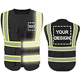 YOWESHOP High Reflective Visibility Safety Vest Custom Your Logo Safety Workwear with Reflective Strips and Front Zipper