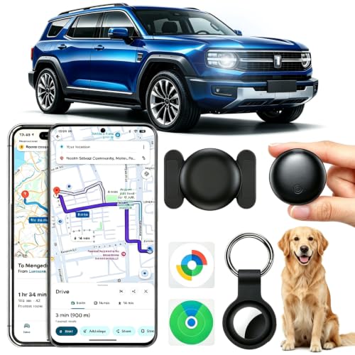 Car GPS Tracker, Magnetic GPS Tracker Without Subscription Compatible with Android and iOS, Air Tracker with Waterproof Magnetic Case for Car/Motorcycle/Bicycle (Black)