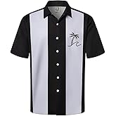 Hardaddy Men's Vintage Bowling Shirt Short Sleeve Button Down Hawaiian Summer Beach Printed Casual Shirts