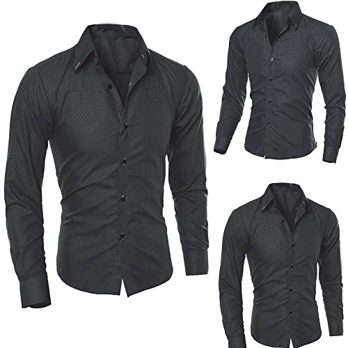 UJUNAOR-Camicia-a-Maniche-Lunghe-Scozzese-da-UomoSlim-FitStile-AziendaleSMLXL2XL3XL