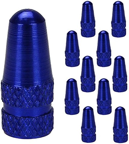 Xmomx 10 Pcs Bike Bicycle Road Racing Coloured Metal Valve Cap Dust Covers (Blue)