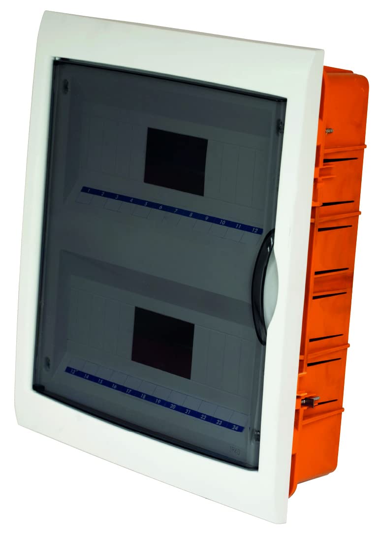 Electraline 60449 Flush-Mounted Control 24 Modules with Door IP40 White/Orange