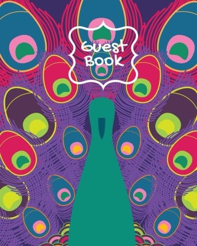 Guest Book: Purple Peacock Design | All Occasions | Message Book | Keepsake | Memorabilia for Friends & Family to write in, 50 Lined & Unlined pages, 8" x 10" (Hello Purple Peacock)