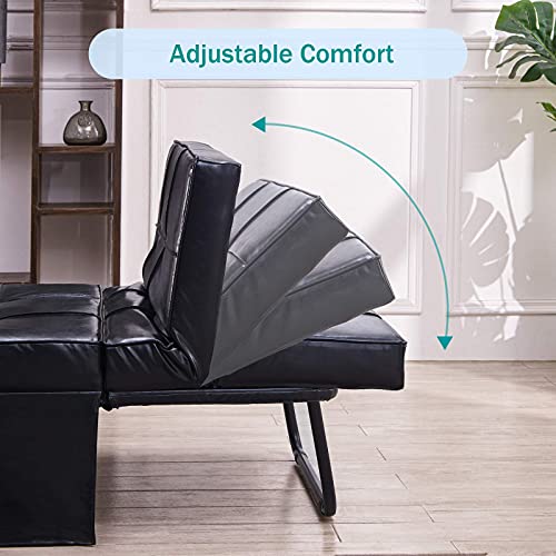 Vonanda Faux Leather Ottoman Sofa Bed, Small Modern Couch Multi