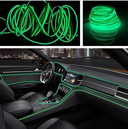 Amazon Fidgetfidget ユニバーサル フィット 雰囲気 インテリア Led ワイヤー ストリップ グリーンライト 自動車 内装パーツ 車 バイク