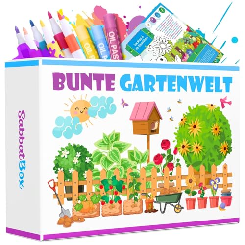 Bastelset Und Malset Für Kinder – Bunte Gartenwelt Mit 48 Acrylstiften &Amp; 48 Ölpastellkreiden – Bastelbox Für Jungen Und Mädchen, Kunst &Amp; Bastelaktivität, Für Kinder Von 3 Bis 8 Jahren – Standardbox