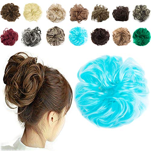 Haironline Scrunchie Bun Up Do Hair Piece Hair Ribbon Ponytail Extensions Wavy Curly, 55 Gram