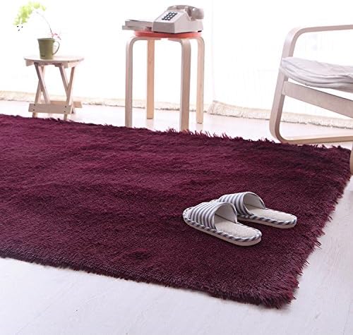 Mordern Anti-Skid Plush Shaggy Area Rug Carpet Nonslip Soft Fluffy Floor Mat for Dining Bedroom Home 80X160cm 10 Colors (Wine)