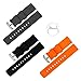 Vetoo 22mm Quick Release Silicone Watch Band with Adjustable Metal Clasp,Black/Dark Gray/Passion Orange,Pack of 3-Soft Rubber Bands