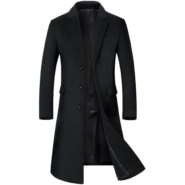 ジャケット・アウター eaphi mulch way collar long trench coat INVACHI Men's Wool Blend Long Trench Coat Notched Collar