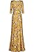 Bon Rosy Women's 3/4 Sleeve Deep V-Neck Printed Maxi Faux Wrap Dress Mustard L