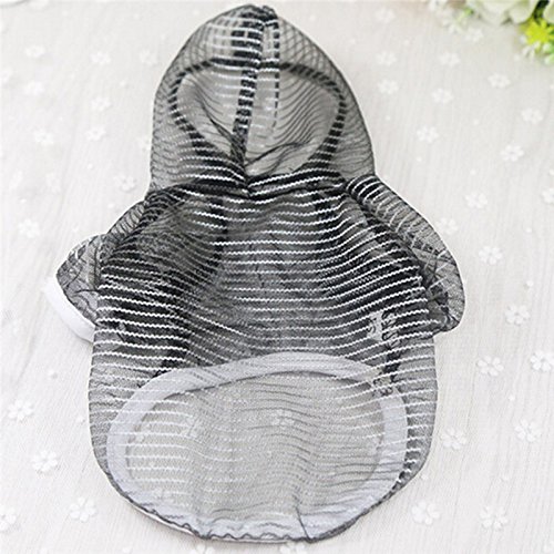 ADSRO Pet Puppy Costume, Summer Breathable Sunscreen Coat Hooded T-Shirt Sun Protection Pinstripe Cooling Vest size L (Black)