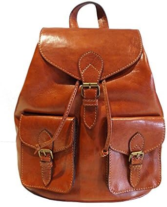 Vintage Style Moroccan Hand-made Genuine Leather Rucksack Backpack in Tan