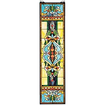 Design Toscano Blackstone Hall Stained Glass Window Hanging Panel, 35 Inch, Stained Glass, Full Color