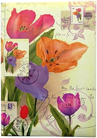 A5 Casebound Notebook - Tulips Design - 120 Pages - Ruled & Silk Ribbon - Size - 210mm x 148mm