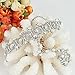 EVER FAITH 1920s Style Inspired Bracelet Adjustable Ring Set Iridescent Clear AB Crystal