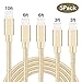 iPhone Charger Sharllen MFI Certified Lightning Cable Fast Charging Cable 5 Pack 3FT/6FT/10FT Nylon Braided USB Cord Long iPhone Cable Compatible iPhone XS/Max/XR/X/8/8P/7P/6S/iPad/iPod/IOS (Golden)