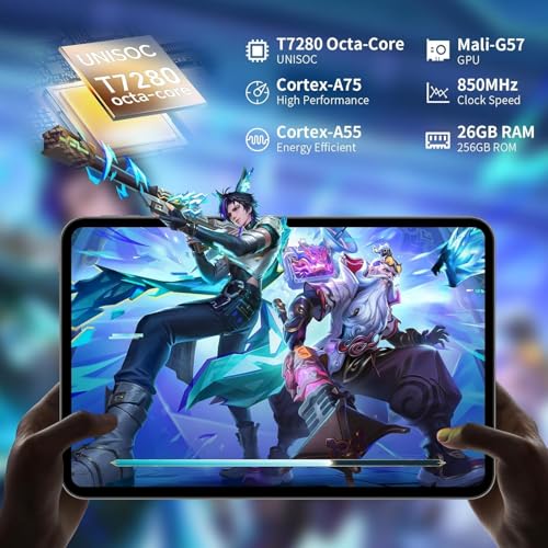TECLAST T65 Tablet 13.4 Inch 120Hz Display Tablet Android 16, Dual SIM 4G LTE + 5G WiFi, 2.2GHz Octa-Core, 26GB RAM+256GB ROM(TF 4TB) Widevine L1 1080P/13MP/BT5/GPS/OTG, with Keyboard+Case+Pen