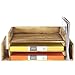MyGift Rustic Burnt Wood Desktop Paper Tray, 2 Tier Document File Folder Letter Sorter Organizer Rack with Mail Holder Slots, Office Desk Tray